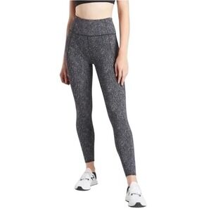 Athleta Lightning Static 7/8 Tight Leggings Black White Speckled Print Size S